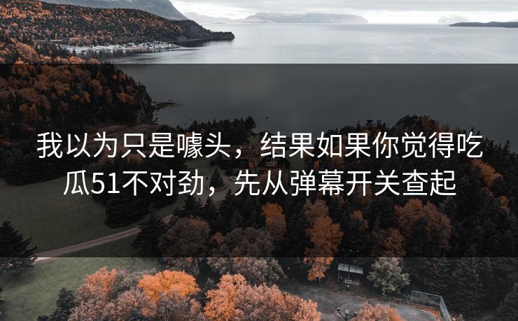 我以为只是噱头，结果如果你觉得吃瓜51不对劲，先从弹幕开关查起