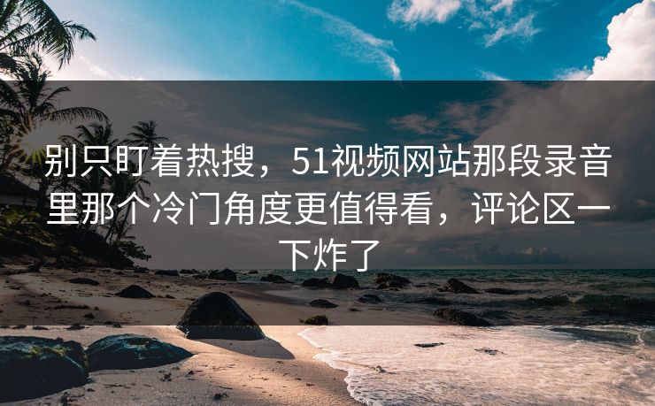 别只盯着热搜，51视频网站那段录音里那个冷门角度更值得看，评论区一下炸了